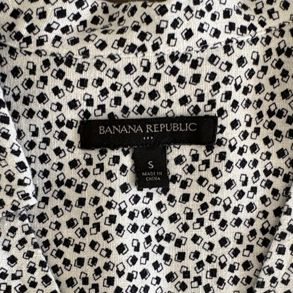 Banana Republic White Dress with Black Dot Print and Tie Waist - Picture 2 of 4